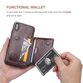 img 1 attached to 📱 KIHUWEY iPhone Xs Max Wallet Case: Leather Kickstand Credit Card Holder with Shockproof Protection and Magnetic Closure (Brown)