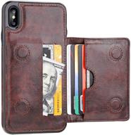 📱 kihuwey iphone xs max wallet case: leather kickstand credit card holder with shockproof protection and magnetic closure (brown) logo