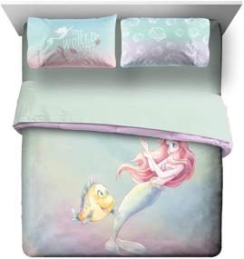 img 4 attached to 🧜 Disney The Little Mermaid Rainbow Comforter & Pillowcase Set - Queen Size, Super Soft Kids Reversible Bedding with Ariel, Fade Resistant Polyester Microfiber Fill (Official Disney Product)