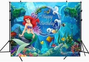 img 4 attached to 🧜 Under The Sea Mermaid Princess Backdrop - 7x5ft, Photography Background for Girls Birthday Party Decoration Supplies Featuring Ariel Mermaid