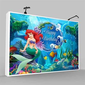 img 1 attached to 🧜 Under The Sea Mermaid Princess Backdrop - 7x5ft, Photography Background for Girls Birthday Party Decoration Supplies Featuring Ariel Mermaid
