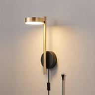 🛋️ stylish gold adjustable led wall lamp for bedroom and living room with on/off switch - modern plug in sconce for reading and ambiance - 6w 3000k lighting option логотип