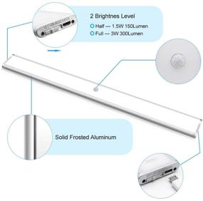 img 2 attached to 🔦 Rechargeable Motion Sensor Cabinet Lights - Wireless Closet Light Bar, 15.7in/40cm Warm White Under Cupboard Lights with Auto On/Off - Portable and Energy Efficient Lighting Solution