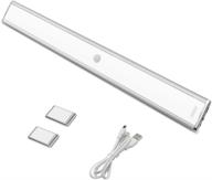 🔦 rechargeable motion sensor cabinet lights - wireless closet light bar, 15.7in/40cm warm white under cupboard lights with auto on/off - portable and energy efficient lighting solution логотип