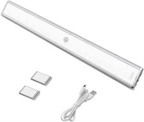 img 4 attached to 🔦 Rechargeable Motion Sensor Cabinet Lights - Wireless Closet Light Bar, 15.7in/40cm Warm White Under Cupboard Lights with Auto On/Off - Portable and Energy Efficient Lighting Solution