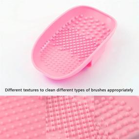 img 3 attached to 💄 Portable Makeup Brush Cleaning Mat with Silicone Pad and 10 Pcs Brush Protectors - Ideal for Travel Use (Pink)