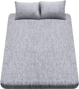 img 4 attached to 🌬️ Stay Cool and Comfy with our Queen Cooling Sheet Set - Includes Cooling Fitted Sheet, 2 Pillowcases - Deep Pocket Queen Size Sheets - Grey