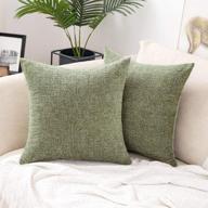 🎯 miulee set of 2 chenille throw pillow covers: modern square pillowcases for couch sofa bed with soft accent cushion covers – 18x18 inch green логотип