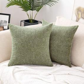 img 4 attached to 🎯 MIULEE Set of 2 Chenille Throw Pillow Covers: Modern Square Pillowcases for Couch Sofa Bed with Soft Accent Cushion Covers – 18x18 Inch Green