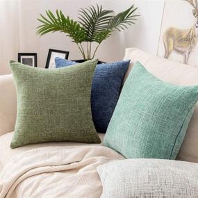 img 2 attached to 🎯 MIULEE Set of 2 Chenille Throw Pillow Covers: Modern Square Pillowcases for Couch Sofa Bed with Soft Accent Cushion Covers – 18x18 Inch Green