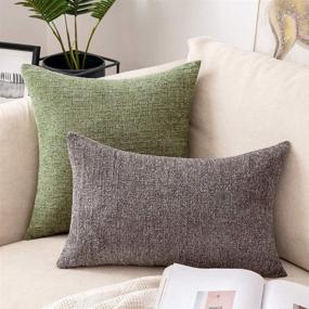 img 1 attached to 🎯 MIULEE Set of 2 Chenille Throw Pillow Covers: Modern Square Pillowcases for Couch Sofa Bed with Soft Accent Cushion Covers – 18x18 Inch Green