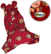 🐵 klippo silly monkey fleece hooded pajamas/bodysuit for small breeds - burgundy логотип