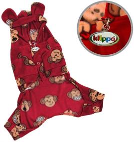 img 2 attached to 🐵 Klippo Silly Monkey Fleece Hooded Pajamas/Bodysuit for Small Breeds - Burgundy