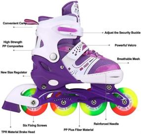 img 3 attached to 🛼 JIFAR Youth Children's Inline Skates with Light Up Wheels for Girls and Boys - Adjustable Indoor & Outdoor Ice Skating Equipment