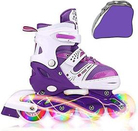 img 4 attached to 🛼 JIFAR Youth Children's Inline Skates with Light Up Wheels for Girls and Boys - Adjustable Indoor & Outdoor Ice Skating Equipment