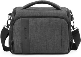 img 4 attached to 📷 BAGSMART Camera Bag: Premium Padded Shoulder Bag with Rain Cover - Perfect for SLR DSLR, Lenses, Cables, Accessories, in Stylish Grey