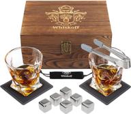 whiskey glass set - whisky chilling stainless steel ice cubes (set of 6) - bourbon glasses gift set - scotch metal ice cubes - whiskey gift set in a stylish box - perfect whiskey gifts for men - whiskey stones gift set for men logo