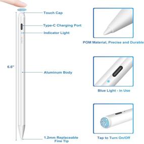 img 1 attached to 🖊️ White Stylus Pen for Apple iPad with Palm Rejection - LezGo Touch Pencil for Precise Writing & Drawing - Compatible with iPad Pro 11/12.9 Inch, iPad 6th/7th Gen, iPad Mini 5th Gen, iPad Air 3rd Gen