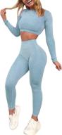 yofit women's high waist yoga leggings & crop 👖 top set - seamless 2-piece workout outfit for gym and yoga logo