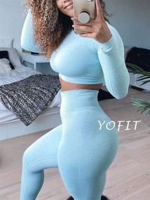 img 3 attached to YOFIT Women's High Waist Yoga Leggings & Crop 👖 Top Set - Seamless 2-Piece Workout Outfit for Gym and Yoga