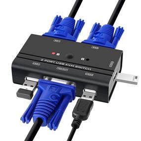 img 4 attached to 🔀 2-Port USB VGA KVM Switch with Cables for PC Sharing, Supporting Video Monitor and 3 USB Devices - Keyboard, Mouse, Scanner, Printer