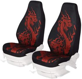 img 4 attached to KANGLIDA Dragon Pattern Auto Seat Protector: 2 Piece Bucket 🐉 Seat Cover with Printed Dragon Design for Car, SUV, Truck, or Van