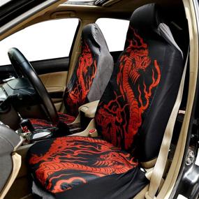 img 3 attached to KANGLIDA Dragon Pattern Auto Seat Protector: 2 Piece Bucket 🐉 Seat Cover with Printed Dragon Design for Car, SUV, Truck, or Van