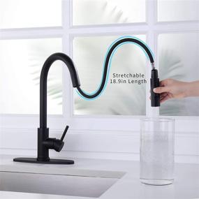 img 1 attached to SOKA Commercial Kitchen Faucet With Pull Down Sprayer RV Touch Faucet For Kitchen Sink Singel Handle Travel Trailer Matte Black Kitchen Faucet High Arc Fit For 1 &Amp