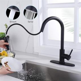 img 3 attached to SOKA Commercial Kitchen Faucet With Pull Down Sprayer RV Touch Faucet For Kitchen Sink Singel Handle Travel Trailer Matte Black Kitchen Faucet High Arc Fit For 1 &Amp