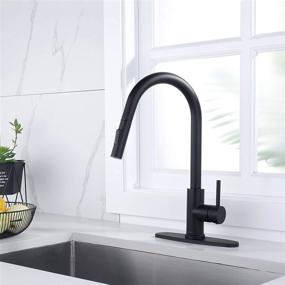 img 4 attached to SOKA Commercial Kitchen Faucet With Pull Down Sprayer RV Touch Faucet For Kitchen Sink Singel Handle Travel Trailer Matte Black Kitchen Faucet High Arc Fit For 1 &Amp