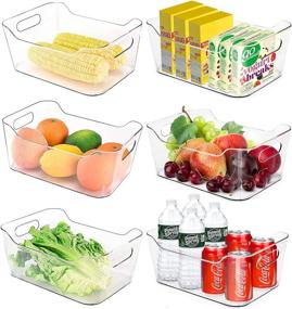 img 4 attached to 🧺 BPA-Free Clear Refrigerator Organizer Bins, Set of 6 Plastic Fridge Organizers with Cutout Handles for Freezer, Countertop, Kitchen, and Cabinet Organization and Storage by NIUQIGE