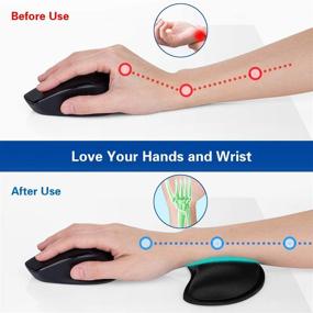 img 3 attached to 🖱️ Canjoy Mouse Wrist Rest - Premium Memory Foam Support Cushion for Gaming & Office - Ergonomic Pain Relief Hand Rest Pad (Black, Pack of 2)