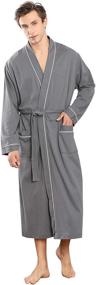 img 1 attached to YIMANIE Men's Cotton Bathrobe - Lightweight Sleepwear for Lounge and Comfort