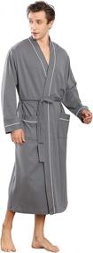 img 3 attached to YIMANIE Men's Cotton Bathrobe - Lightweight Sleepwear for Lounge and Comfort