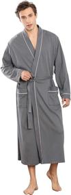 img 2 attached to YIMANIE Men's Cotton Bathrobe - Lightweight Sleepwear for Lounge and Comfort