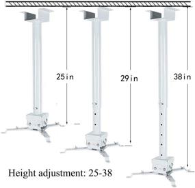 img 2 attached to Универсальное улучшенное подвесное крепление для проектора для подвесных потолков: регулируемое, прочное и универсальное белое крепление для почти всех проекторов (высота 25-38 дюймов)