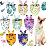 🐶 vibrant and adjustable 8-piece pet bandana set for small to large dogs - perfect for summer with hawaiian, rainforest fruit, and flamingo styles (l) логотип