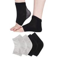 kikimax moisturizing heel socks - 2 pairs, gel lined, toeless spa socks for healing dry, hard cracked heels, damaged cuticles, and callused skin (black and grey) logo