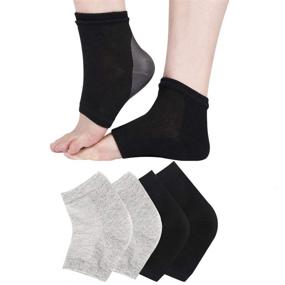 img 4 attached to KIKIMAX Moisturizing Heel Socks - 2 Pairs, Gel Lined, Toeless Spa Socks for Healing Dry, Hard Cracked Heels, Damaged Cuticles, and Callused Skin (Black and Grey)