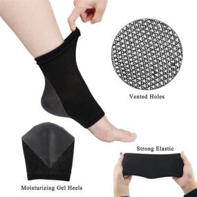 img 2 attached to KIKIMAX Moisturizing Heel Socks - 2 Pairs, Gel Lined, Toeless Spa Socks for Healing Dry, Hard Cracked Heels, Damaged Cuticles, and Callused Skin (Black and Grey)