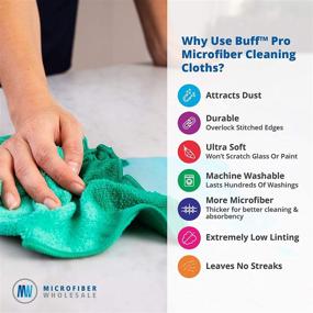 img 2 attached to 🧽 Buff Pro 12x12 Black Microfiber Cleaning Cloths - 12 Pack, Premium Towels for Glass, Kitchens, Bathrooms, Automotive & More!