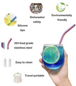 img 2 attached to 🌈 Vibrant and Durable Rainbow Stainless Steel Reusable Straws with Silicone Tips: Ideal for 20 oz, 30 oz, and 40 oz Tumblers - Perfect for Milkshakes, Coffees, and Smoothies