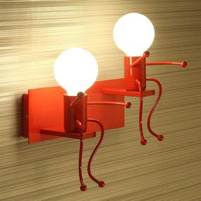 img 3 attached to SOUTHPO LED Wall Light Fixtures Creative Cartoon Staggered Little People Wall Lamps Bedroom Living Room Modern Decor Metal Bedside Lamp Children Gift Mini Wall Sconces Lighting 2×E26 (Red