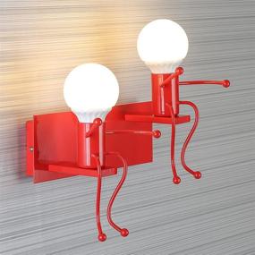 img 1 attached to SOUTHPO LED Wall Light Fixtures Creative Cartoon Staggered Little People Wall Lamps Bedroom Living Room Modern Decor Metal Bedside Lamp Children Gift Mini Wall Sconces Lighting 2×E26 (Red