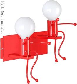 img 2 attached to SOUTHPO LED Wall Light Fixtures Creative Cartoon Staggered Little People Wall Lamps Bedroom Living Room Modern Decor Metal Bedside Lamp Children Gift Mini Wall Sconces Lighting 2×E26 (Red