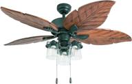 prominence home caspian sea tropical ceiling fan, 52-inch, dark cherry hand carved wood, aged bronze finish логотип