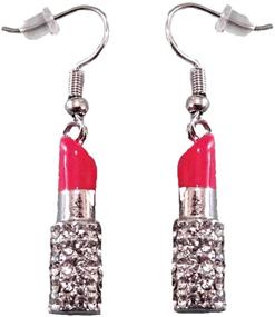 img 1 attached to DianaL Boutique Crystal Hot Pink Lipstick 3D Earrings - Designer Look, Gift Boxed Fashion Jewelry