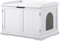 unipaws stylish cat washroom storage bench, litter box cover with durable wooden structure, ample storage, easy assembly, fits most litter boxes logo