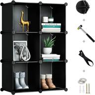 greenstell 6 cube storage organizer, diy plastic stackable shelves - versatile modular bookcase closet cabinet for books, clothes, toys, artworks (black) logo