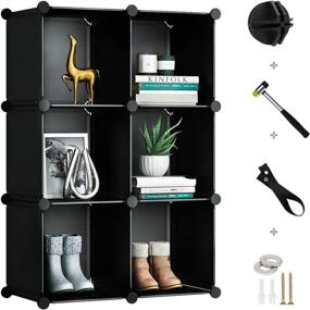 img 4 attached to GREENSTELL 6 Cube Storage Organizer, DIY Plastic Stackable Shelves - Versatile Modular Bookcase Closet Cabinet for Books, Clothes, Toys, Artworks (Black)